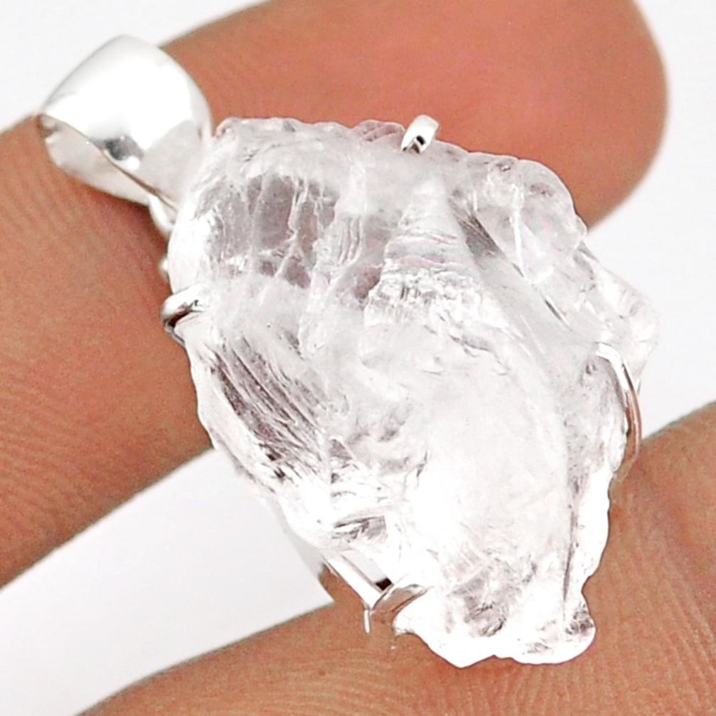 19.60cts natural white petalite rough 925 sterling silver pendant jewelry u5053