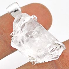 16.90cts natural white petalite rough 925 sterling silver pendant jewelry u5073