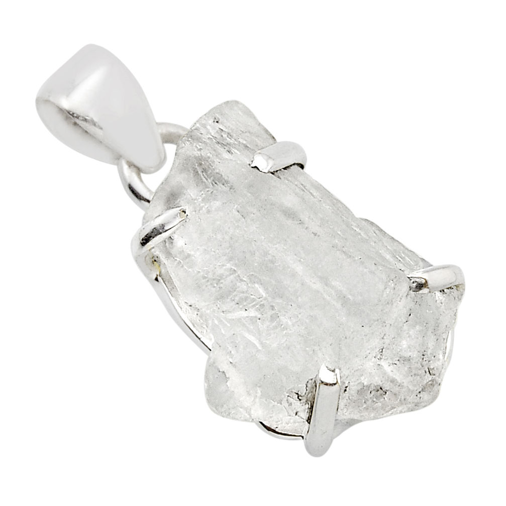 11.08cts natural white petalite rough 925 sterling silver pendant jewelry y90463