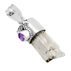 7.24cts natural white petalite rough amethyst 925 sterling silver pendant y96201