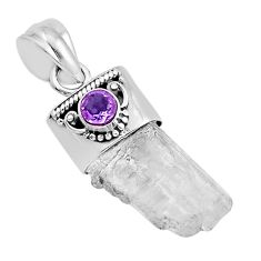 8.32cts natural white petalite rough amethyst 925 sterling silver pendant y96204