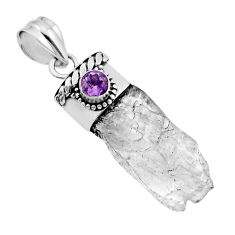 10.50cts natural white petalite rough fancy amethyst 925 silver pendant y96054