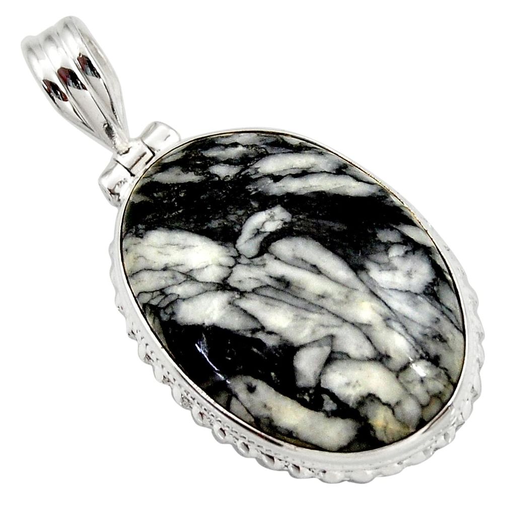 20.65cts natural white pinolith 925 sterling silver pendant jewelry d42362
