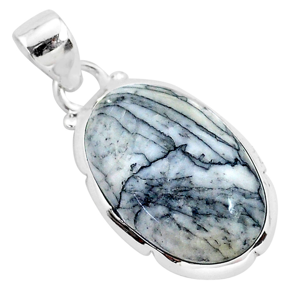 12.18cts natural white pinolith 925 sterling silver pendant jewelry r94449
