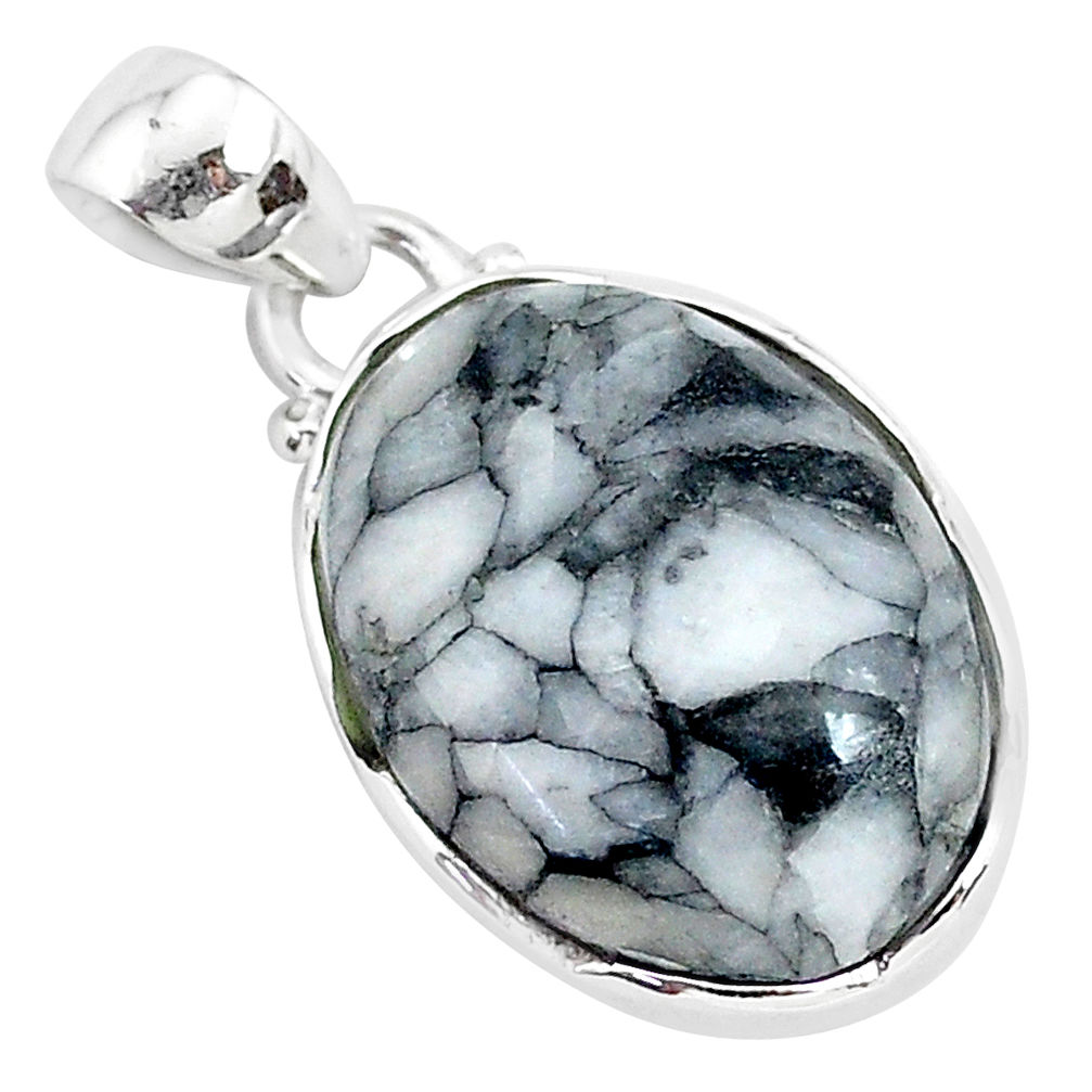 11.73cts natural white pinolith 925 sterling silver pendant jewelry r94450