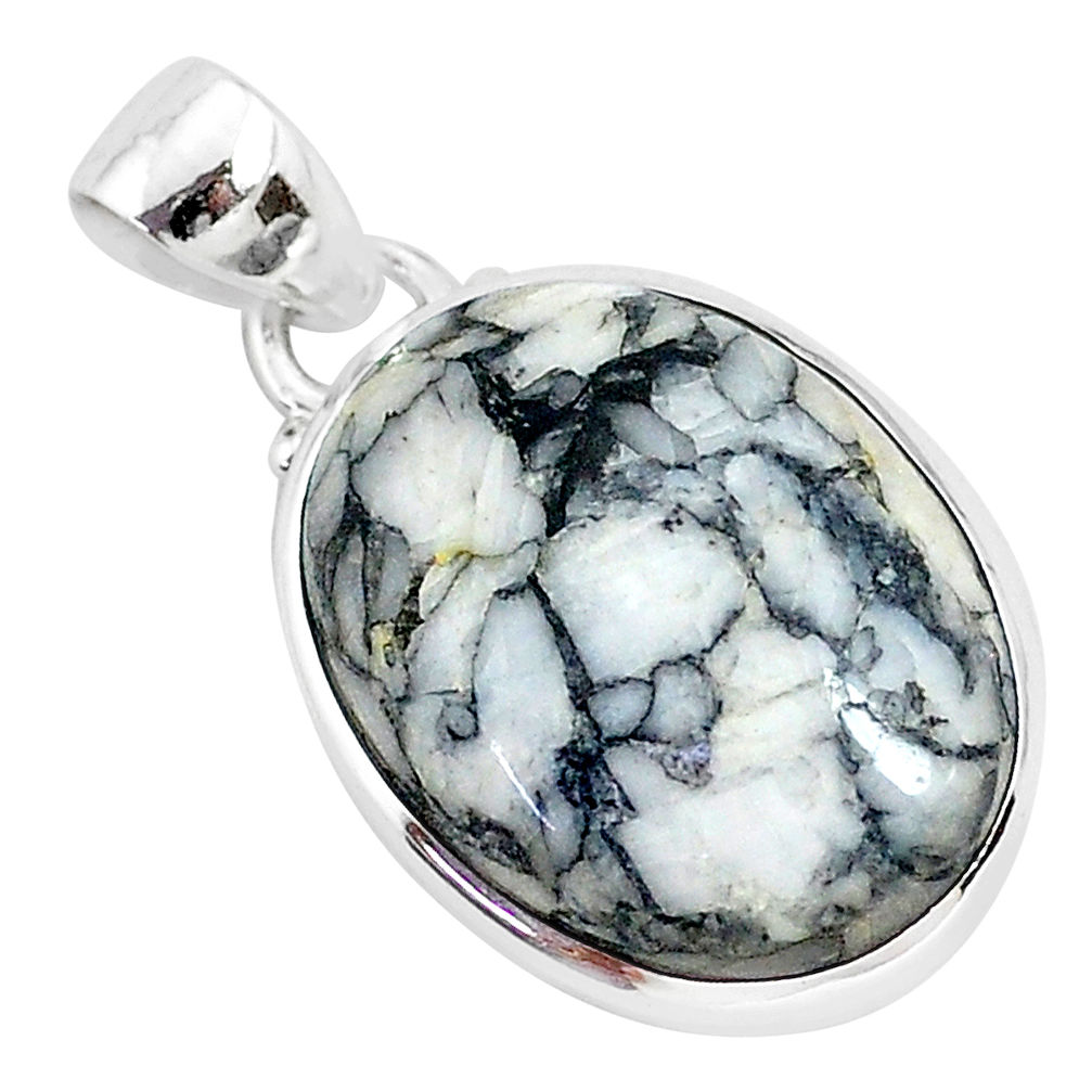 12.58cts natural white pinolith 925 sterling silver pendant jewelry r94451