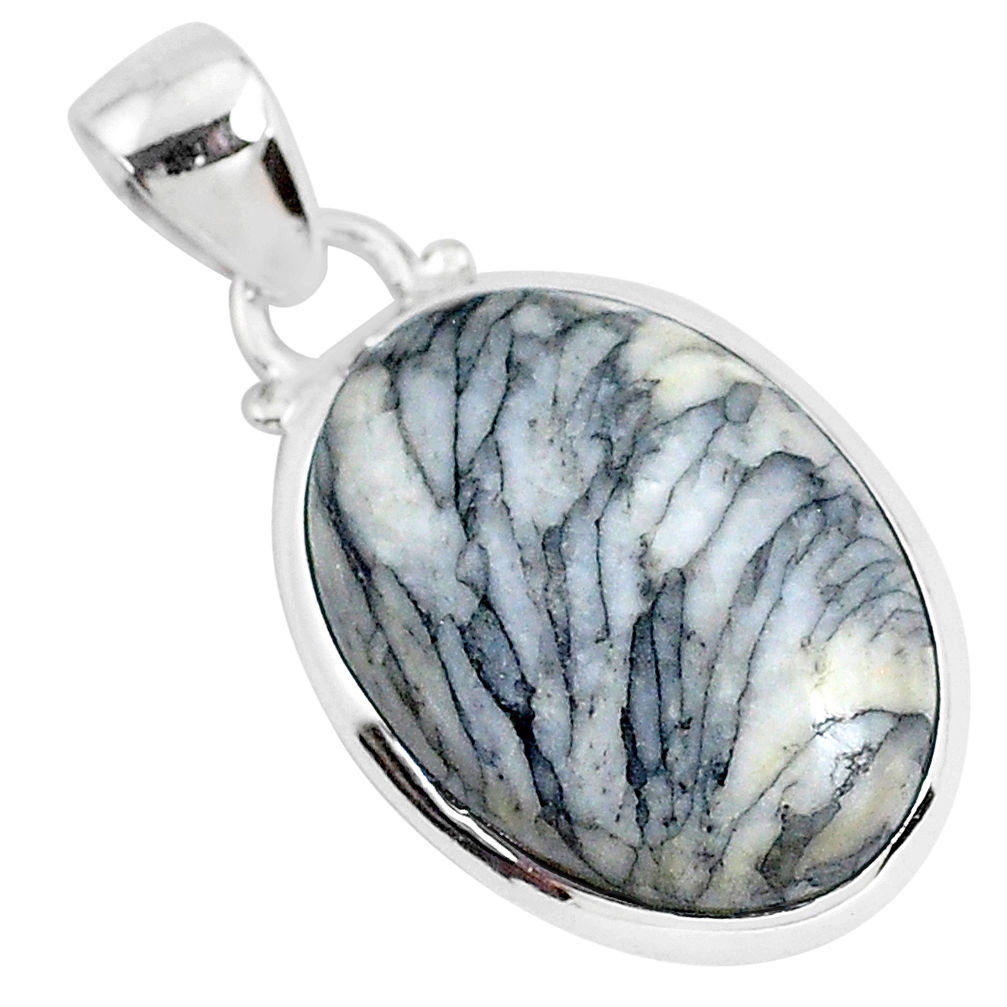 12.66cts natural white pinolith 925 sterling silver pendant jewelry r94475