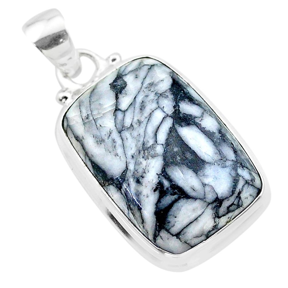 17.22cts natural white pinolith 925 sterling silver pendant jewelry t26562