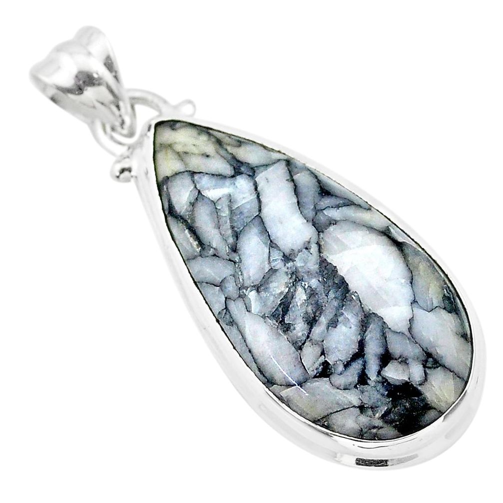 18.70cts natural white pinolith 925 sterling silver pendant jewelry t26569