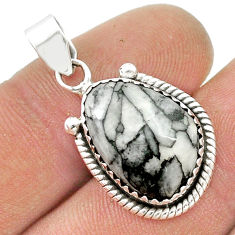 9.13cts natural white pinolith 925 sterling silver pendant jewelry u45054