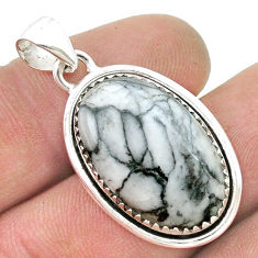 14.57cts natural white pinolith 925 sterling silver pendant jewelry u45593