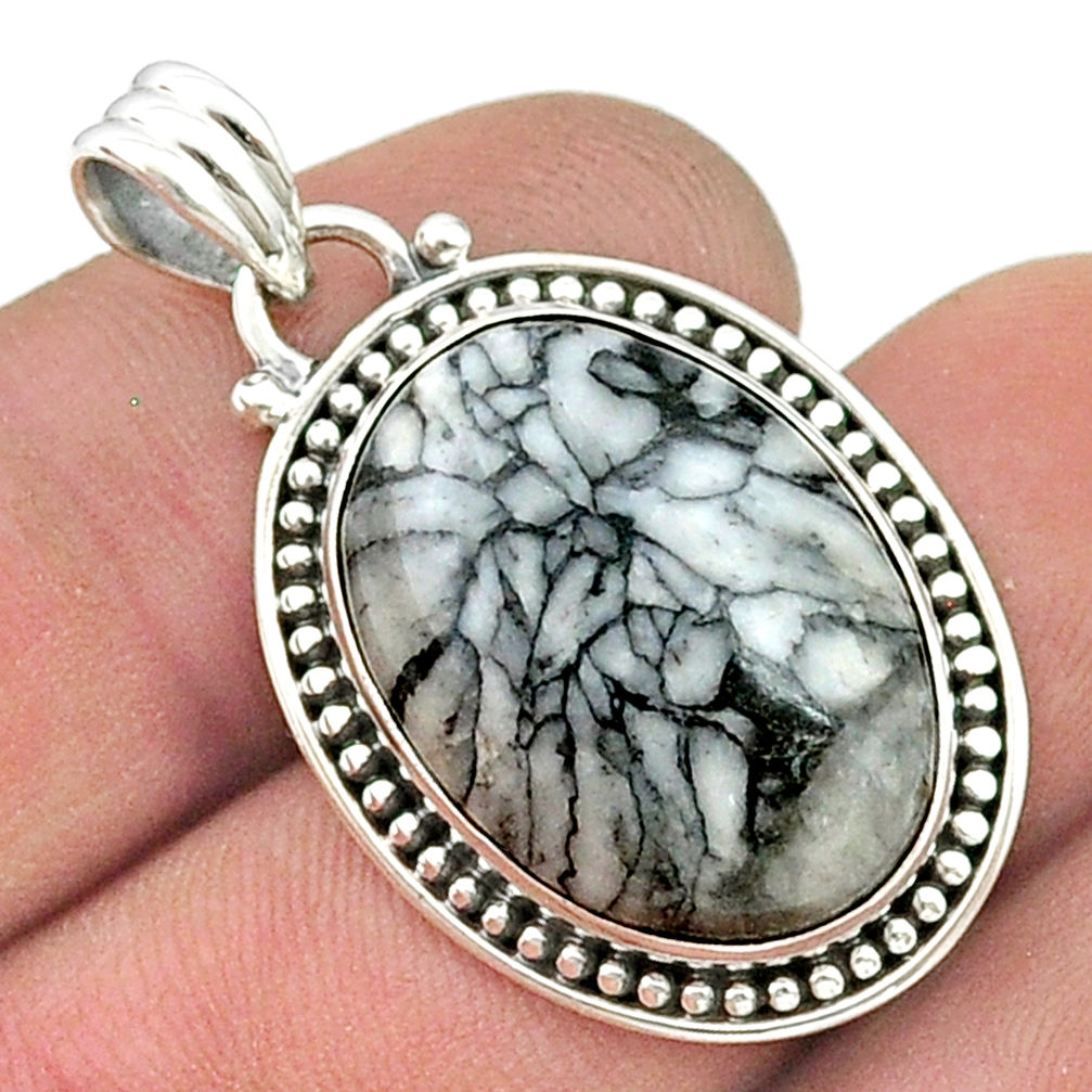 16.24cts natural white pinolith 925 sterling silver pendant jewelry u50444