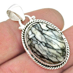 15.82cts natural white pinolith 925 sterling silver pendant jewelry u50454