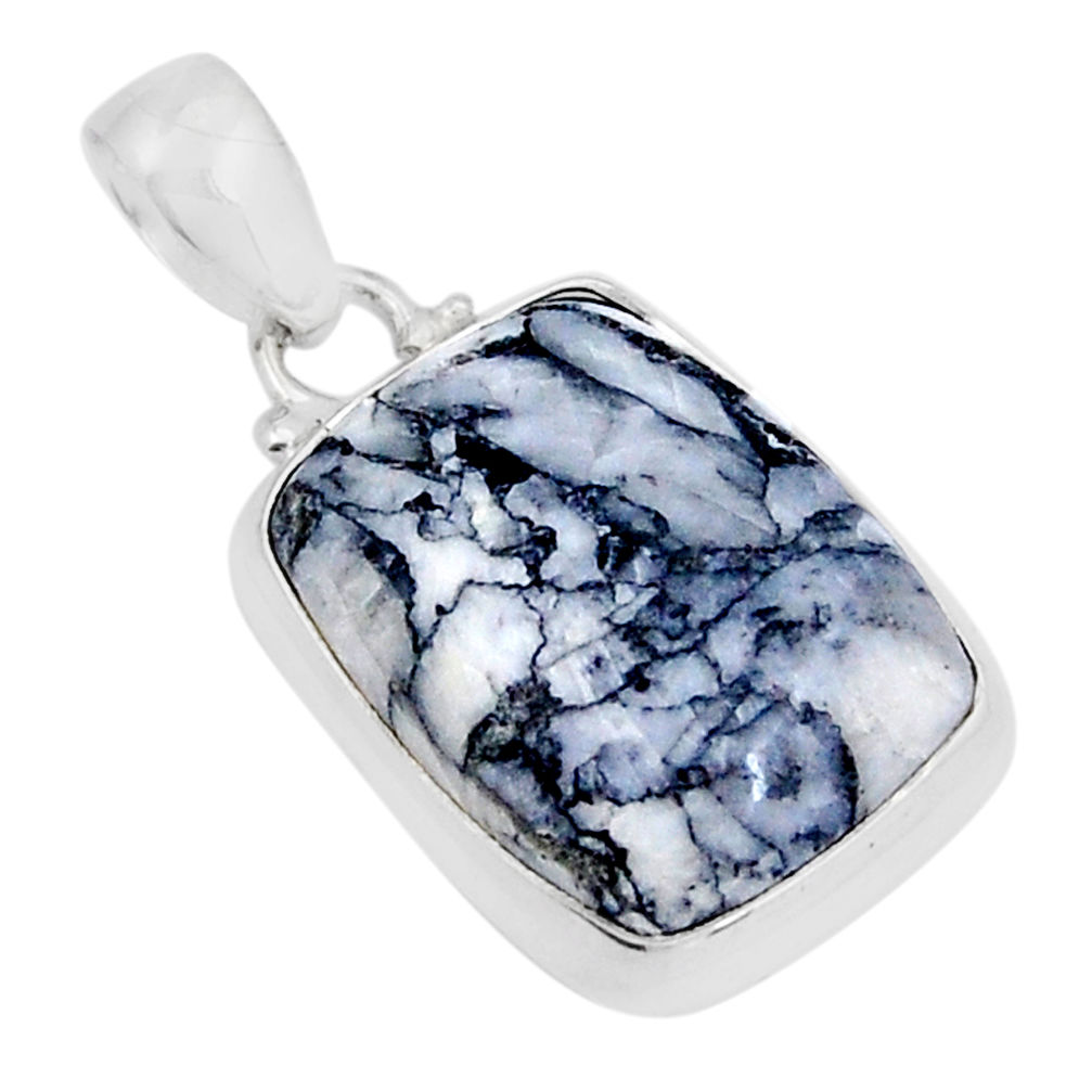 16.42cts natural white pinolith octagan sterling silver pendant jewelry y5073