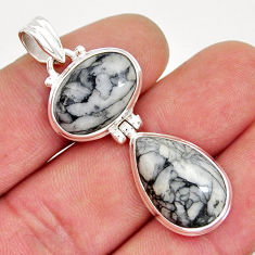 17.20cts natural white pinolith oval 925 sterling silver pendant jewelry y21392