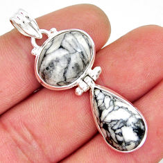 14.57cts natural white pinolith oval 925 sterling silver pendant jewelry y21394