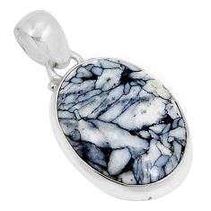 13.15cts natural white pinolith oval 925 sterling silver pendant jewelry y5080