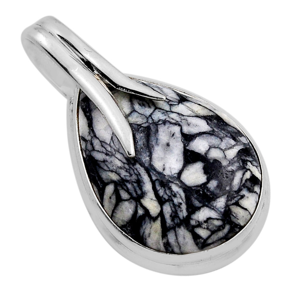 13.99cts natural white pinolith pear 925 sterling silver pendant jewelry n25219