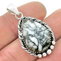 17.46cts natural white pinolith pear 925 sterling silver pendant jewelry u45736