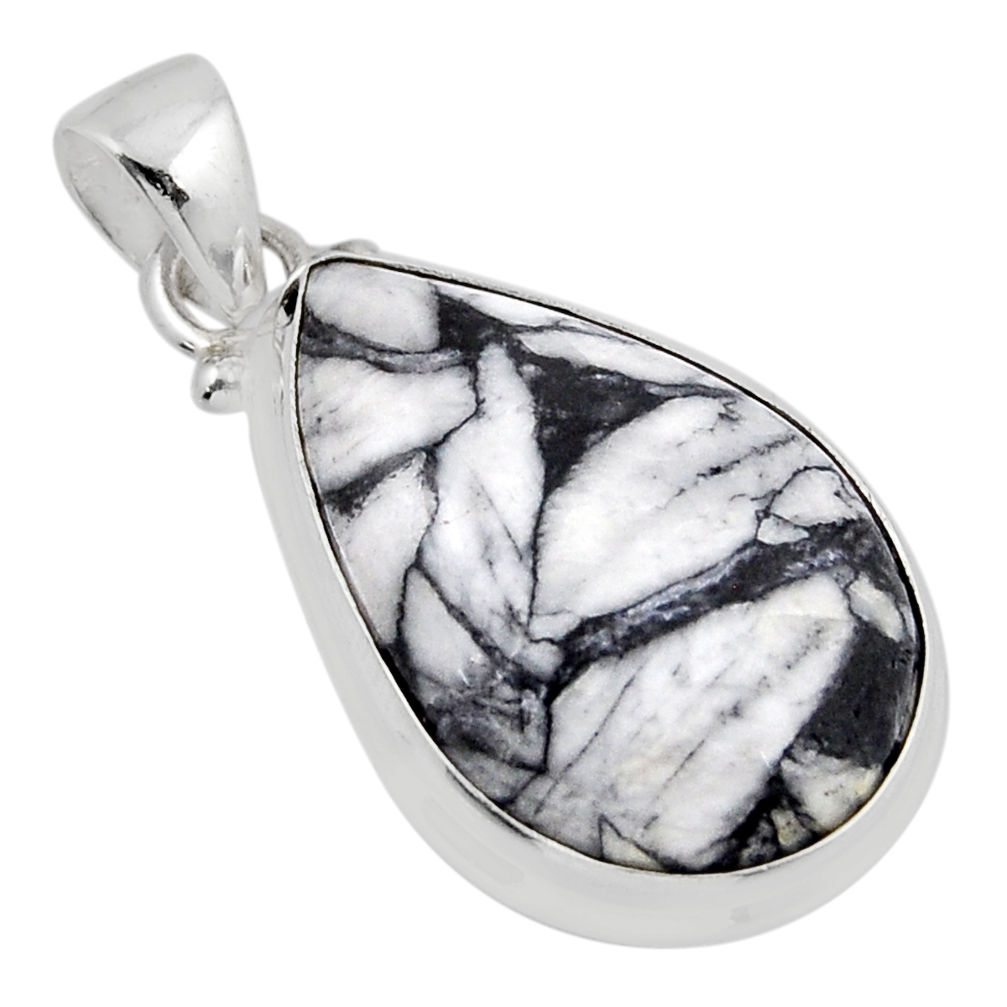 15.02cts natural white pinolith pear 925 sterling silver pendant jewelry y47152