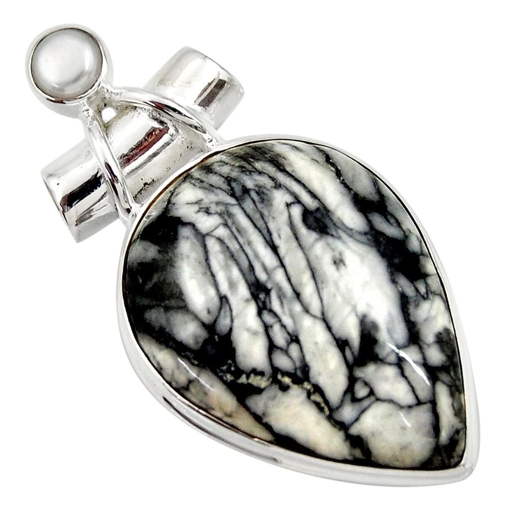 24.38cts natural white pinolith pearl 925 sterling silver pendant jewelry d42365