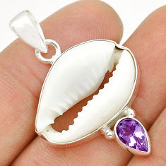 9.96cts natural white shell amethyst 925 sterling silver pendant jewelry u84125