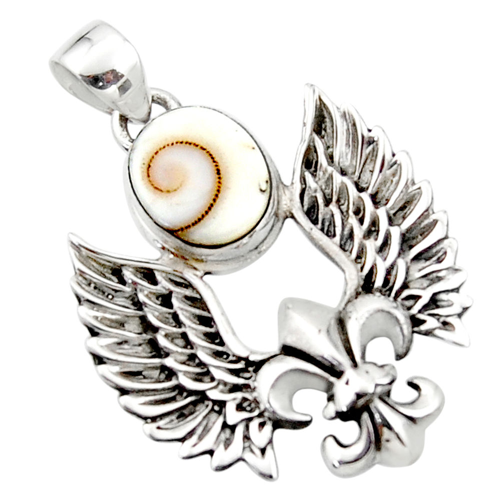 4.49cts natural white shiva eye 925 silver feather charm pendant jewelry r52878