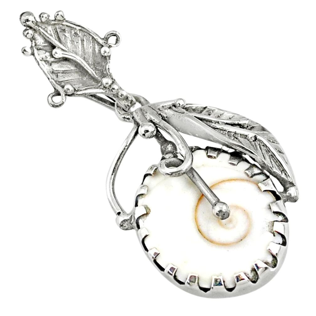 21.34cts natural white shiva eye 925 sterling silver deltoid leaf pendant r67710