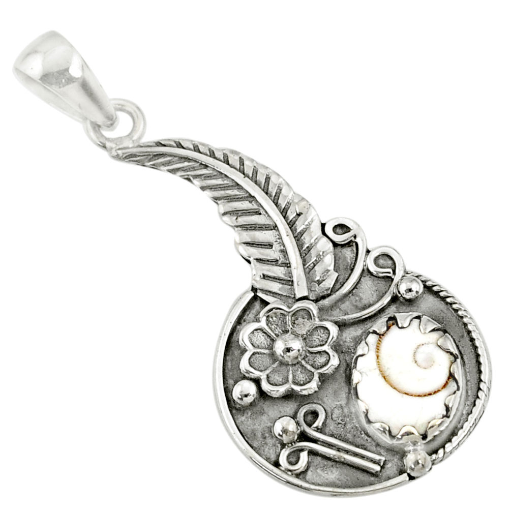 3.91cts natural white shiva eye 925 sterling silver flower pendant r67762