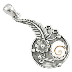 4.38cts natural white shiva eye 925 sterling silver flower pendant r67779
