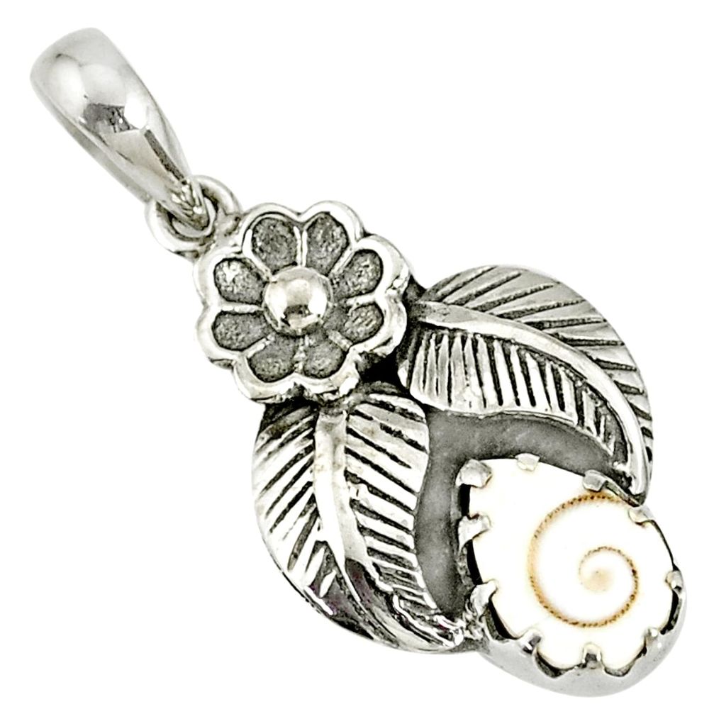 2.44cts natural white shiva eye 925 sterling silver flower pendant r77756