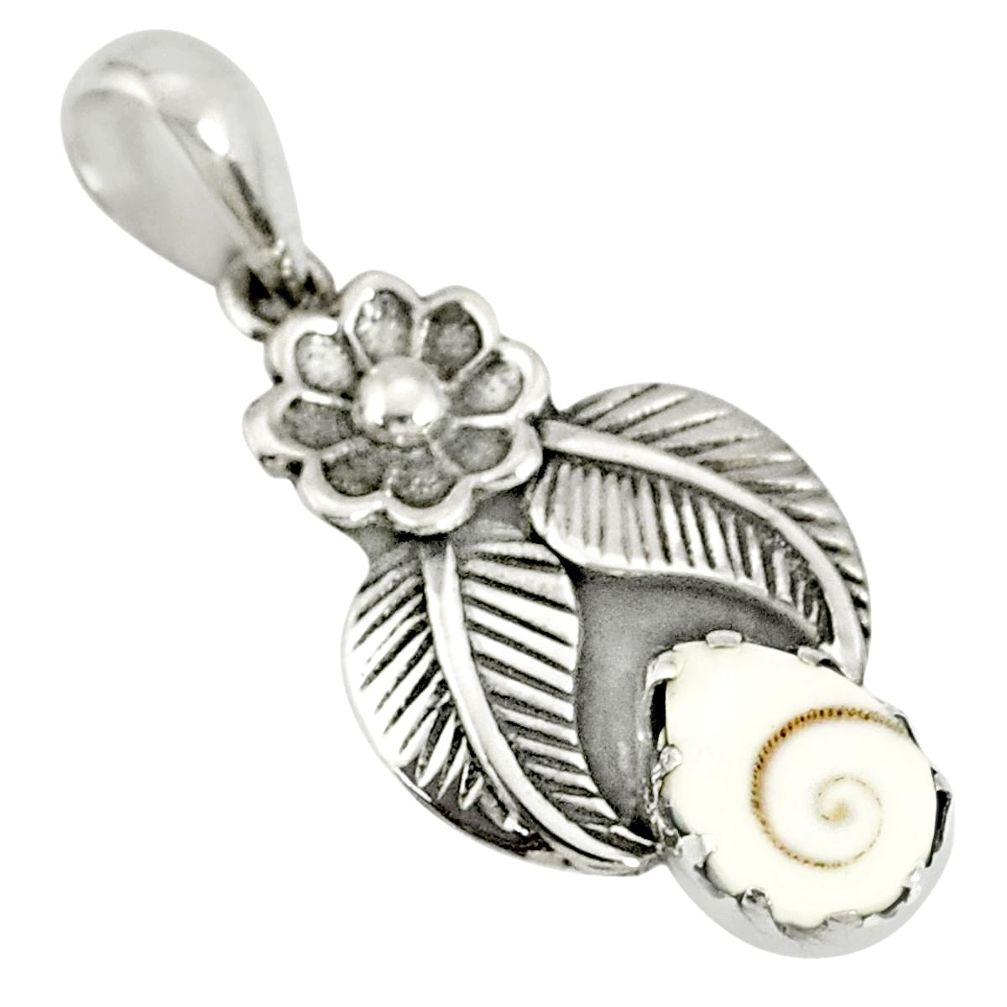 2.61cts natural white shiva eye 925 sterling silver flower pendant r77808