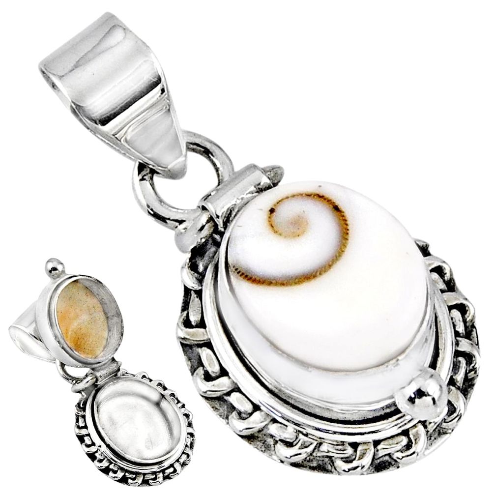 5.08cts natural white shiva eye 925 sterling silver poison box pendant r55667