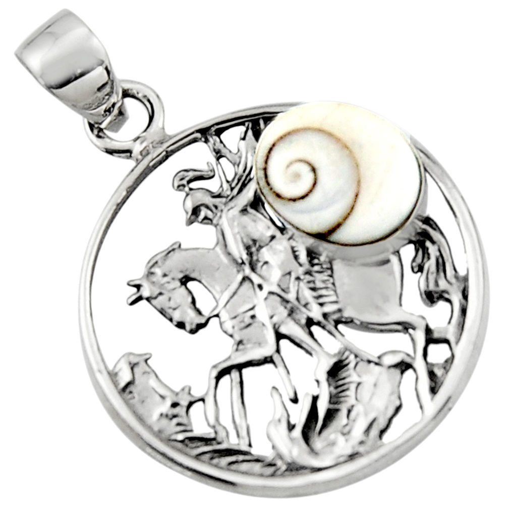 5.07cts natural white shiva eye 925 sterling silver unicorn pendant r52767