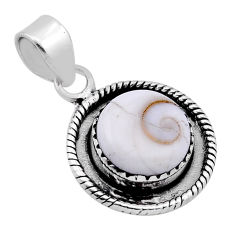 4.84cts natural white shiva eye round 925 sterling silver pendant jewelry n46057