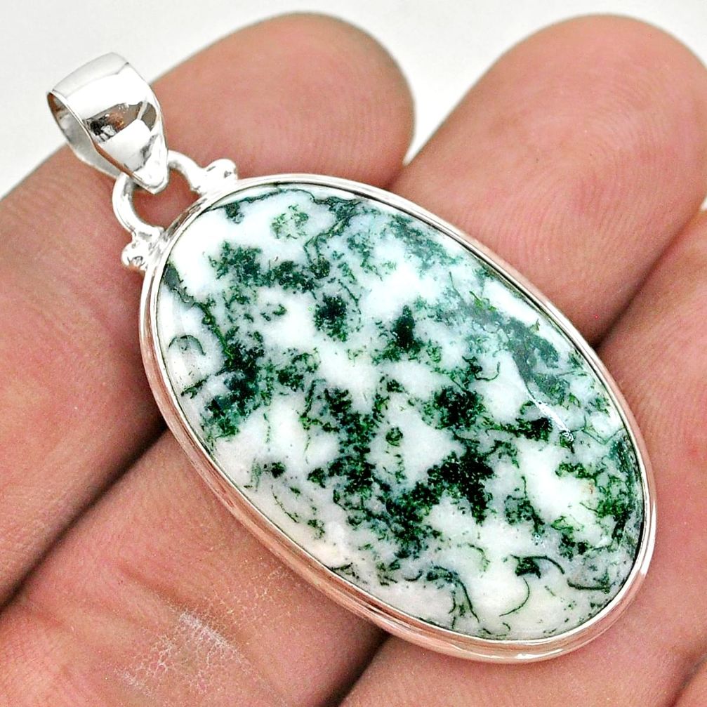 24.38cts natural white tree agate 925 sterling silver pendant jewelry t42781