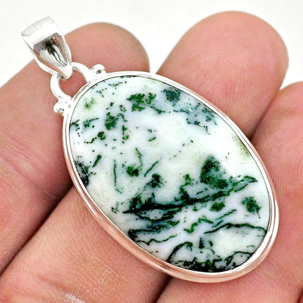 22.02cts natural white tree agate 925 sterling silver pendant jewelry t42782
