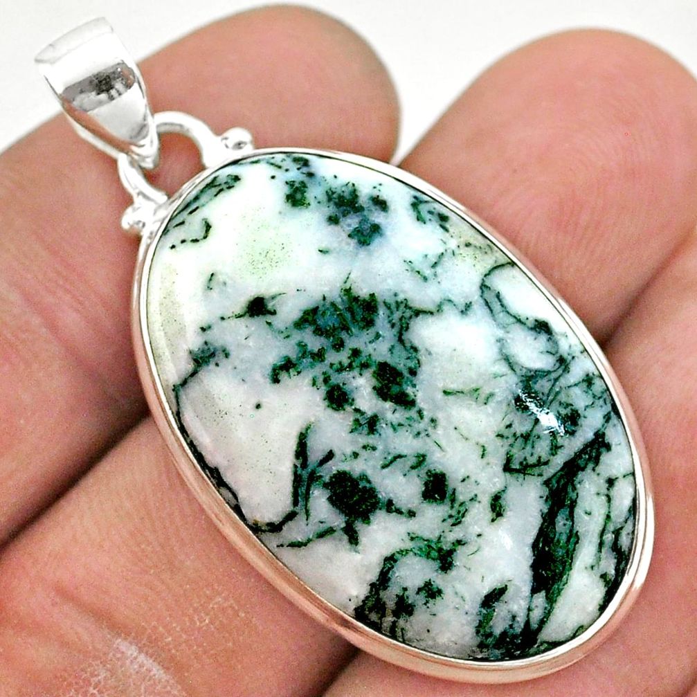 25.60cts natural white tree agate 925 sterling silver pendant jewelry t42783