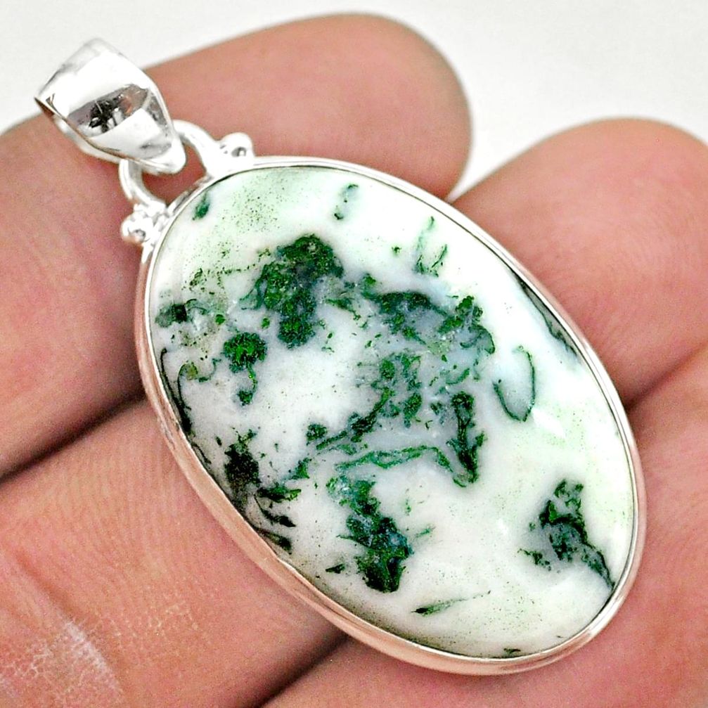 24.38cts natural white tree agate 925 sterling silver pendant jewelry t42786