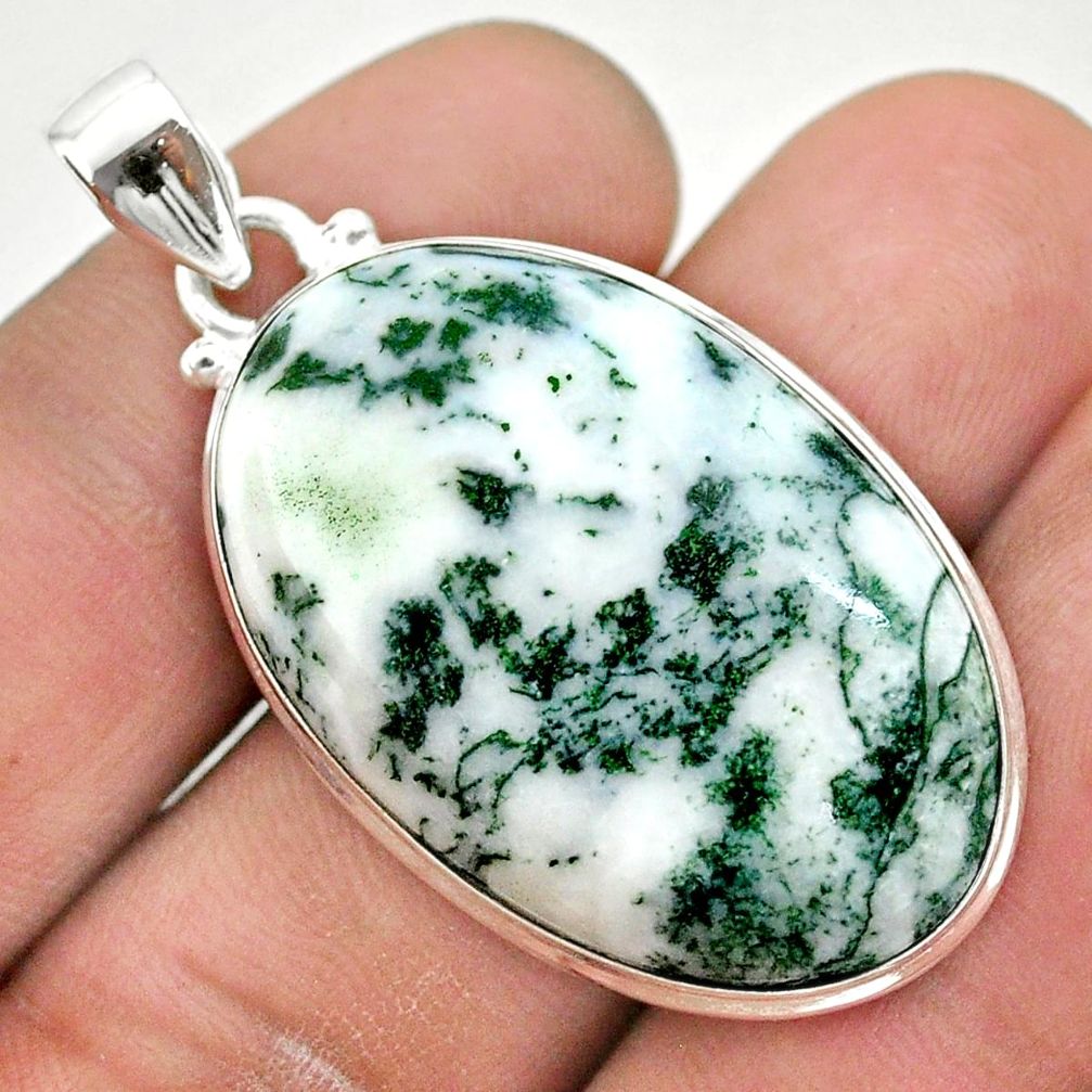 26.14cts natural white tree agate 925 sterling silver pendant jewelry t42789