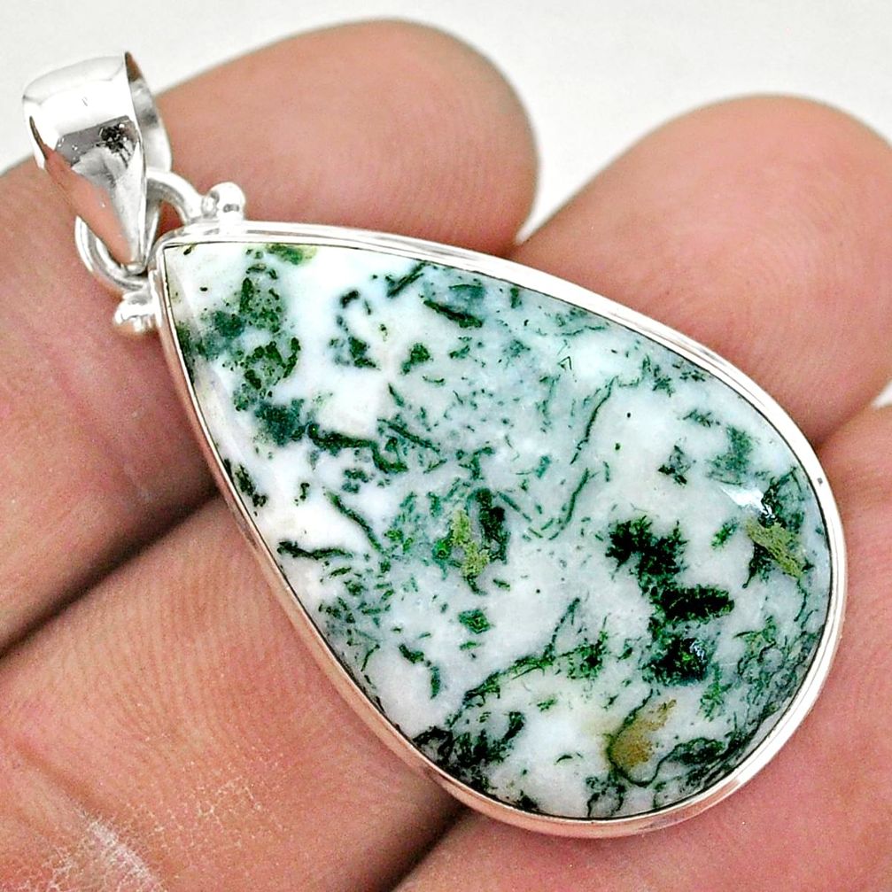 19.99cts natural white tree agate 925 sterling silver pendant jewelry t42793