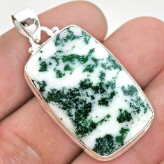 22.59cts natural white tree agate 925 sterling silver pendant jewelry t42798