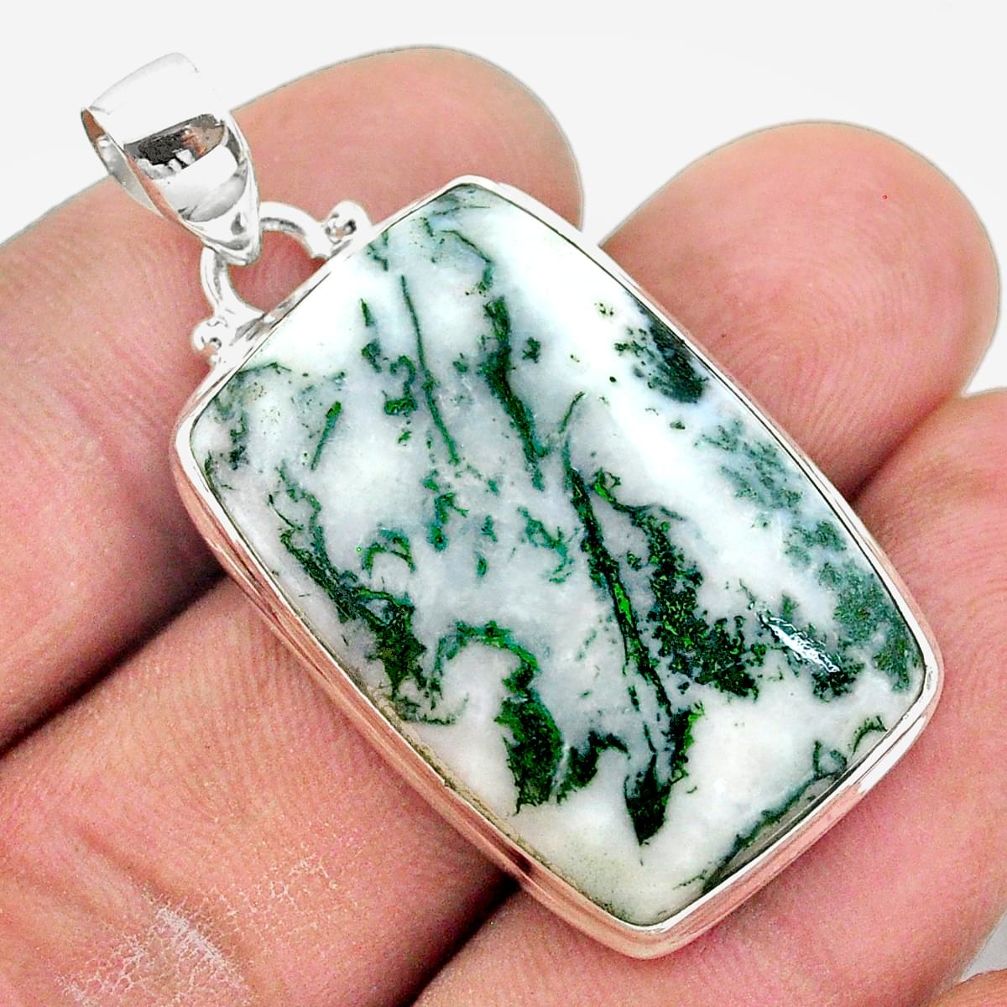 26.06cts natural white tree agate 925 sterling silver pendant jewelry t42800