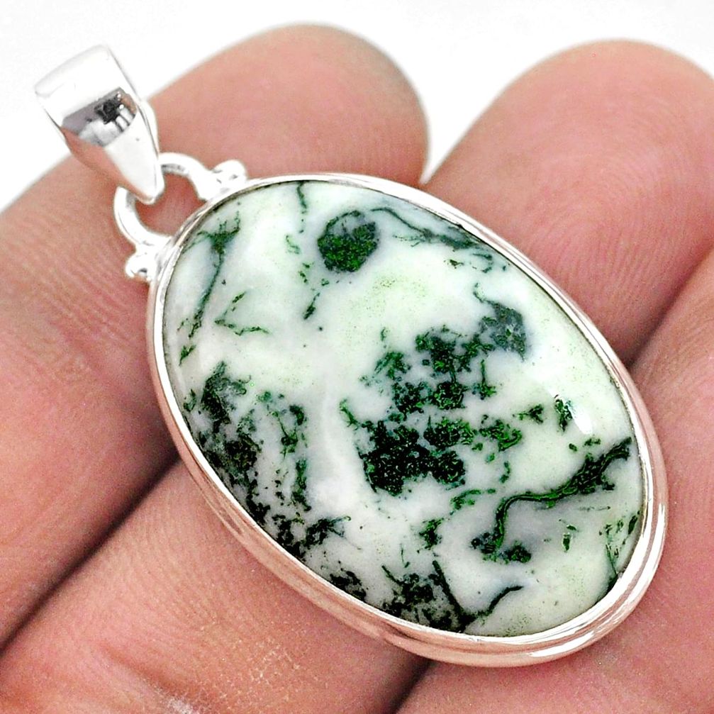20.88cts natural white tree agate 925 sterling silver pendant jewelry t42905