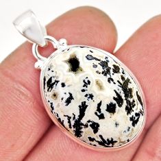 15.55cts natural white tree agate 925 sterling silver pendant jewelry y54253