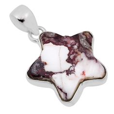 12.62cts natural white wild horse magnesite 925 silver star fish pendant n31039