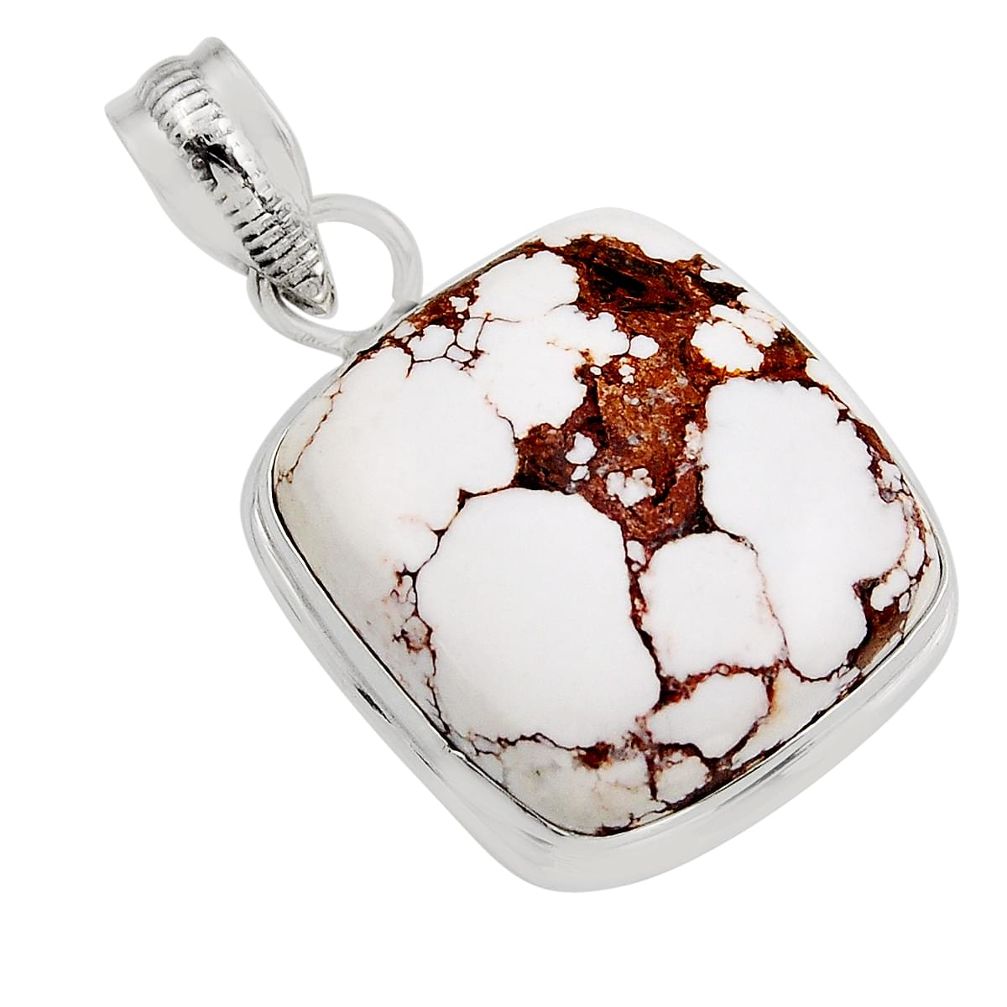 18.46cts natural white wild horse magnesite 925 sterling silver pendant y95470