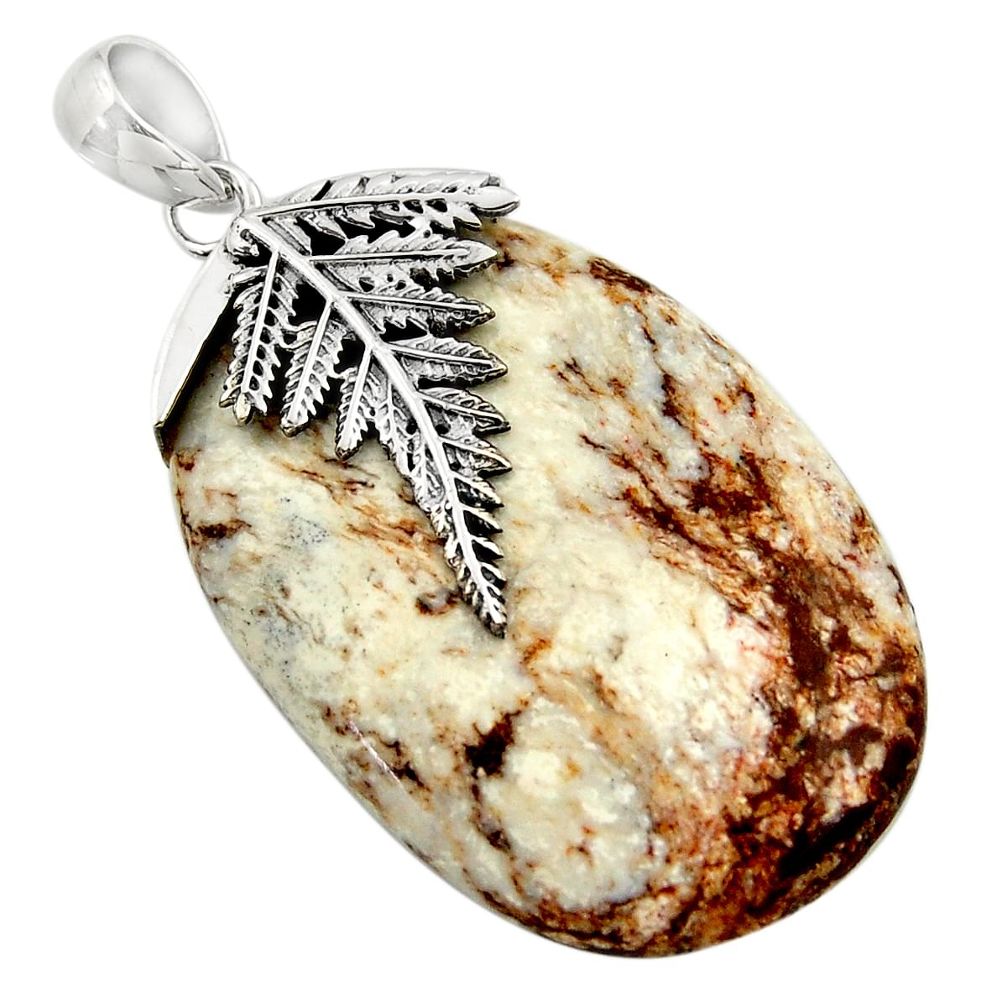  white wild horse magnesite silver deltoid leaf pendant d45573