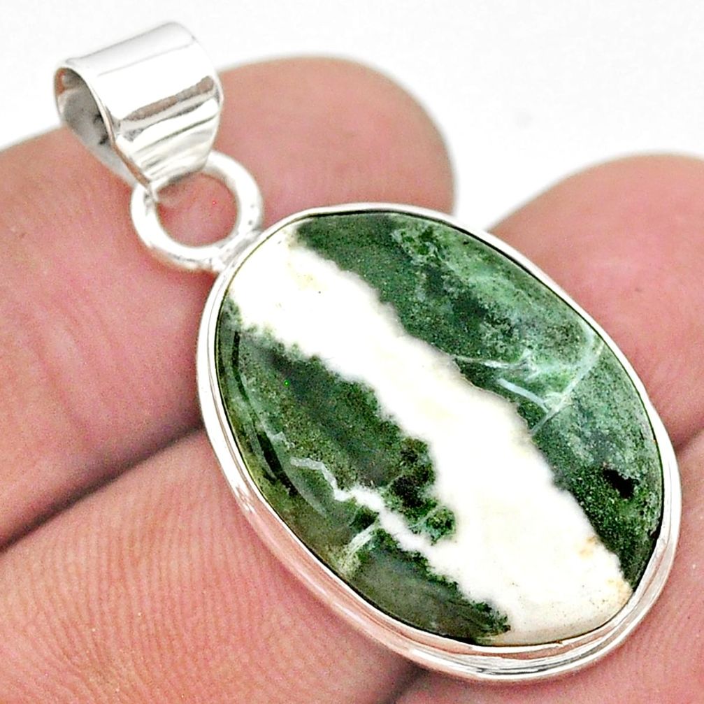 17.38cts natural white zebra jasper 925 sterling silver pendant jewelry t41824