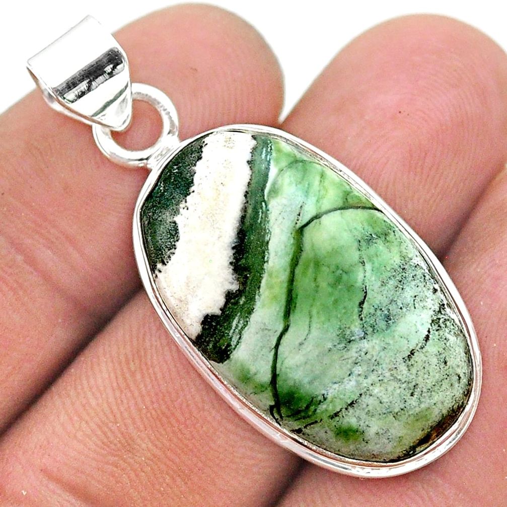 18.17cts natural white zebra jasper 925 sterling silver pendant jewelry t41839